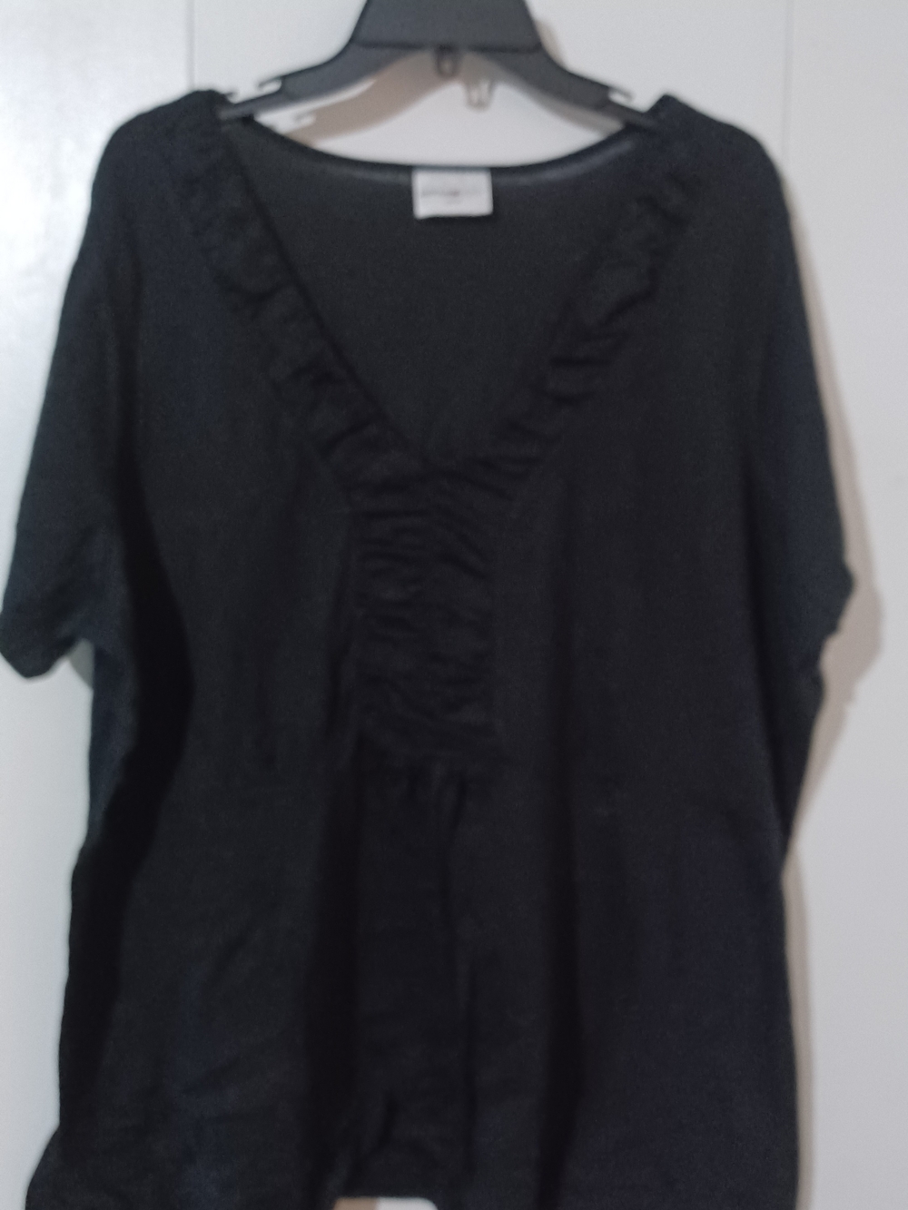 Avenue Black Ruffle V-Neck Blouse